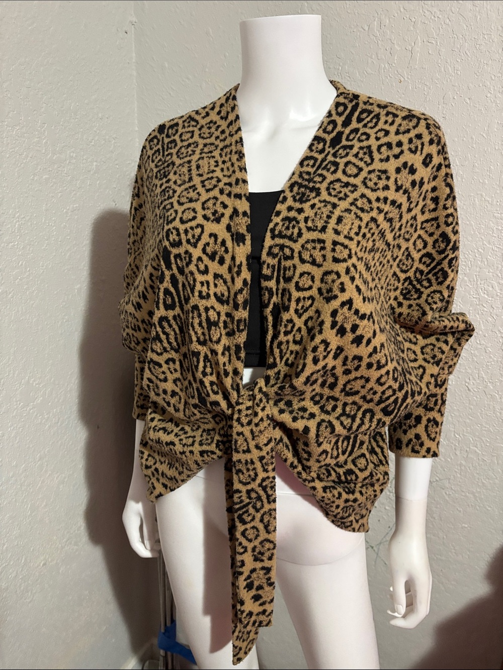 Chico's Leopard Tie-Front Cardigan - Tan & Black